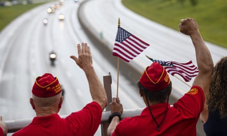 Marine Corps veterans at the funeral procession for Hershel ‘Woody’ Williams