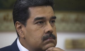 Venezuela’s president, Nicolás Maduro, listens during an interview with the Associated Press in Caracas.