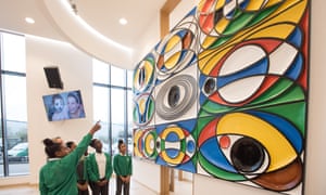 Children inside the new church.