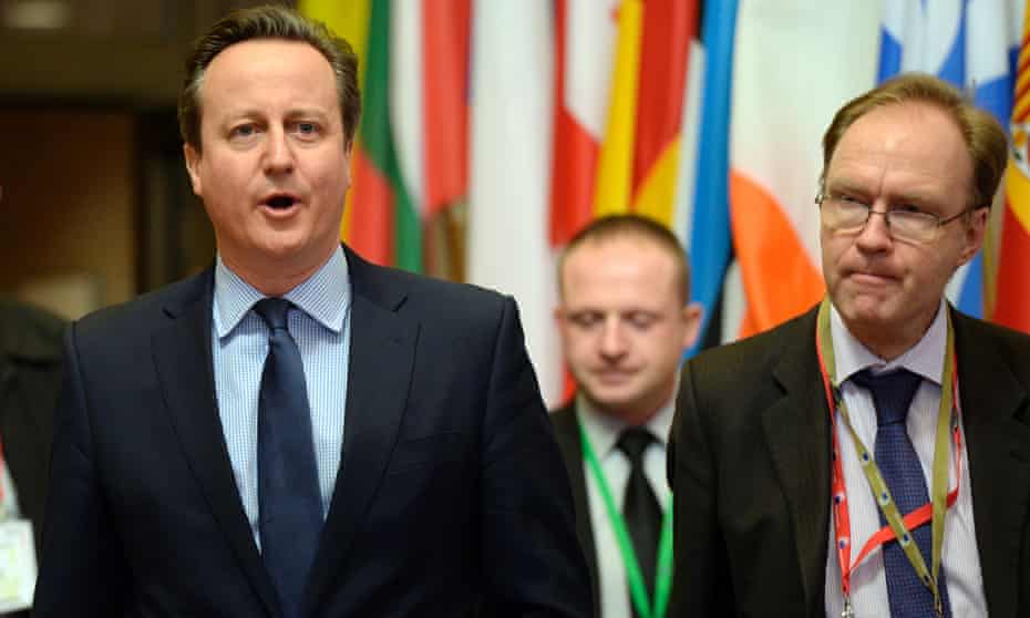 Ivan Rogers (right) with David Cameron at a European council leaders’ meeting in Brussels in February 2016