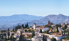 Beautiful aerial view old city of Sacromonte district Granada in Andalucia, Spain
