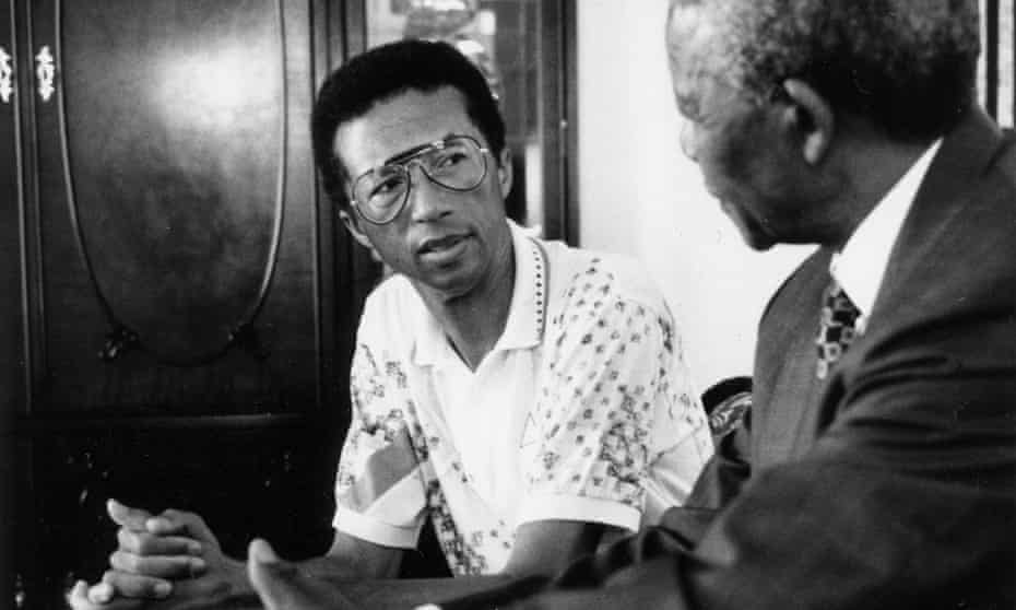 Arthur Ashe during his meeting with Nelson Mandela in Citizen Ashe.