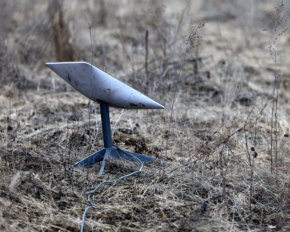 A Starlink satellite internet system is set up near the frontline town of Bakhmut amid Russia's attack on Ukraine, Donetsk region.