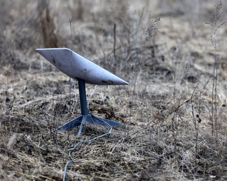 A Starlink satellite internet system is set up near the frontline town of Bakhmut amid Russia's attack on Ukraine, Donetsk region.