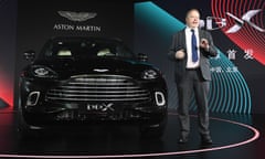The then Aston Martin CEO, Andy Palmer, speaks at the world premiere of the DBX SUV in Beijing in November 2019