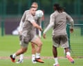 John McGinn keeps his eyes on the ball during training