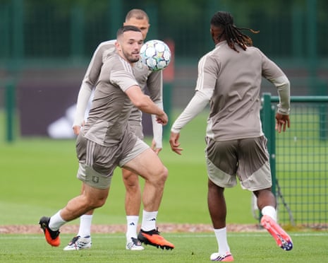 John McGinn keeps his eyes on the ball during training