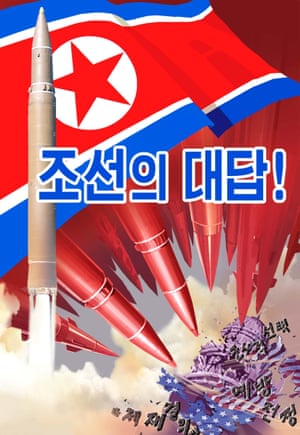 A propaganda poster with loaded imagery reads, ‘Our answer!’