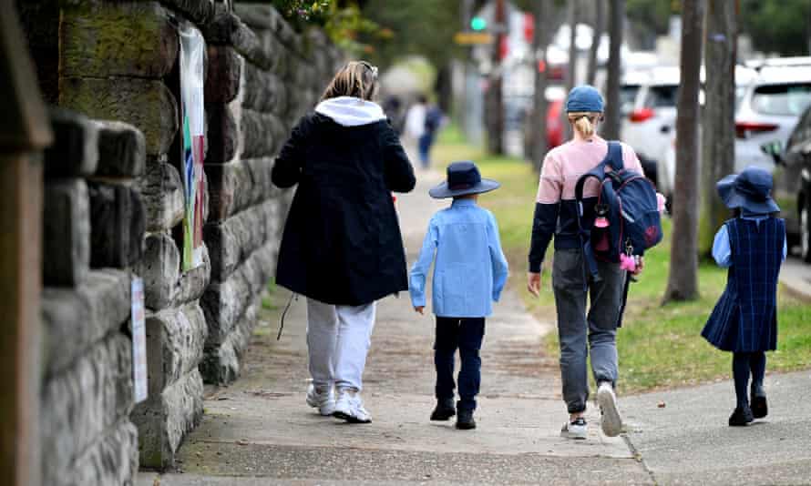 Parents collect children at St Charle's Primary School in Sydney