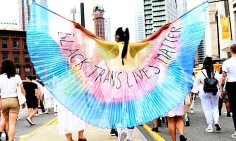 A protestor marches during the Brooklyn Liberation: An action for Trans Youth March in 2021.