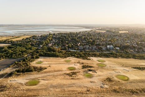 An aerial view of Hayling golf club within the Solent and South Downs drought zone.
