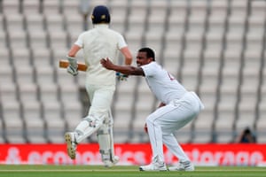 Gabriel appeals successfully for the wicket of Burns.