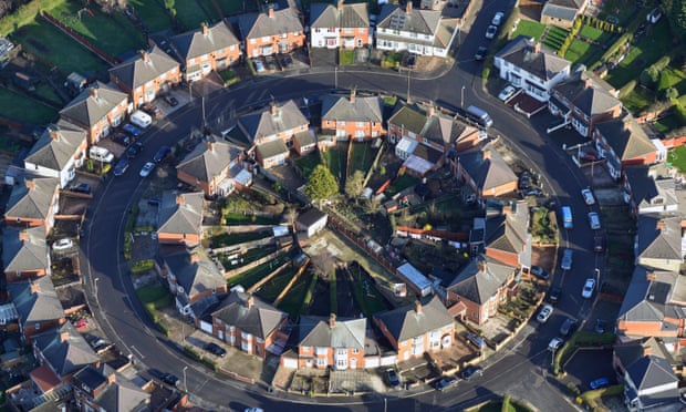 Aerial view of houses in England