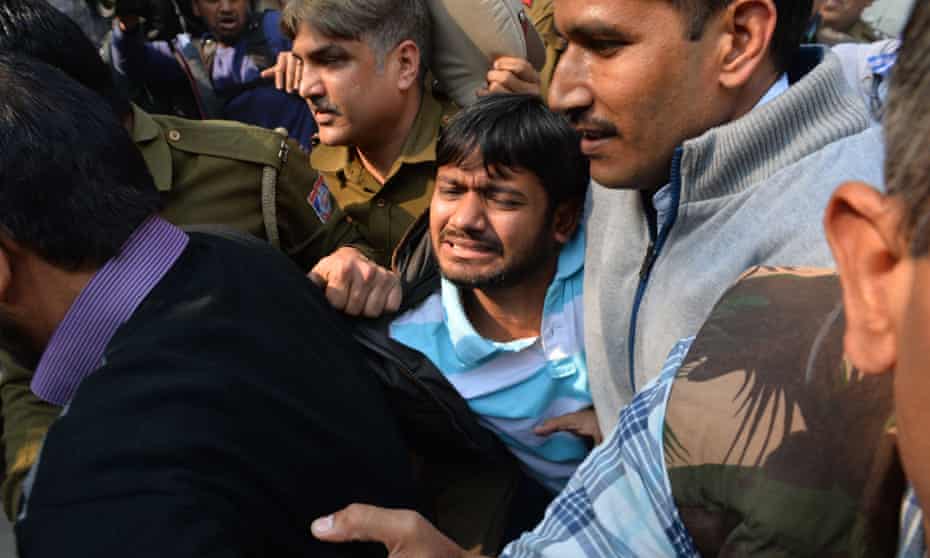 Jawaharlal Nehru University’s student union leader, Kanhaiya Kumar, is escorted by police to court this week.