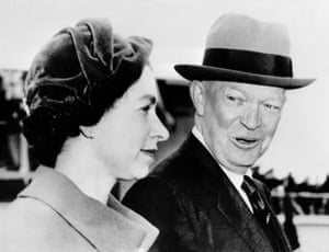 US, 1957: President Dwight D Eisenhower welcomes the Queen to Washington DC.