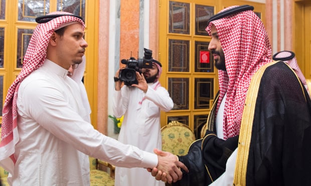 Mohammed bin Salman meets Salah bin Jamal Khashoggi, son of Jamal Khashoggi.
