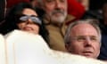 Sven-Göran Eriksson, right, and Nancy Dell’Olio attend at Premiership match at Highbury stadium in London, in 2004.