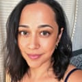 a woman smiling