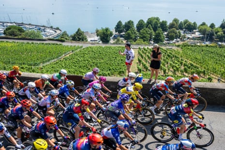 The peloton passes by on stage two.