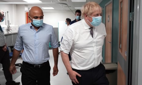 Prime minister Boris Johnson and health secretary Sajid Javid during a visit to Leeds general infirmary earlier this month.
