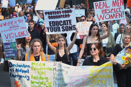Protesters rally against violence towards women in Sydney, Australia