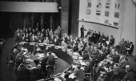 A picture taken on September 22, 1948 during the third United Nations Assembly at the close of which, on 10 December, the Universal Declaration of Human Rights at the Palais de Chaillot in Paris.