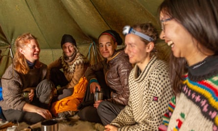 Activists relax in their tent at the Forest Rebellion camp.