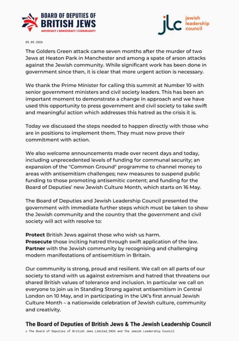 Joint statement from Board of Deputies and Jewish Leadership Council