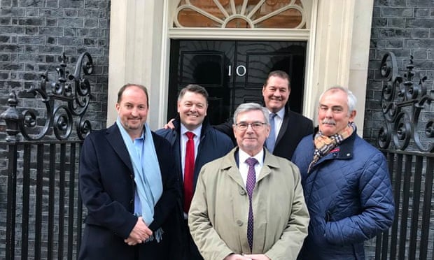 Guto Harri (left) and other Hydro Industries bosses outside No 10
