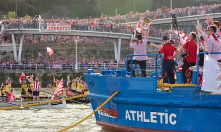 Athletic Club celebrate their Copa del Rey title with a traditional trophy parade in the Bilbao estuary.