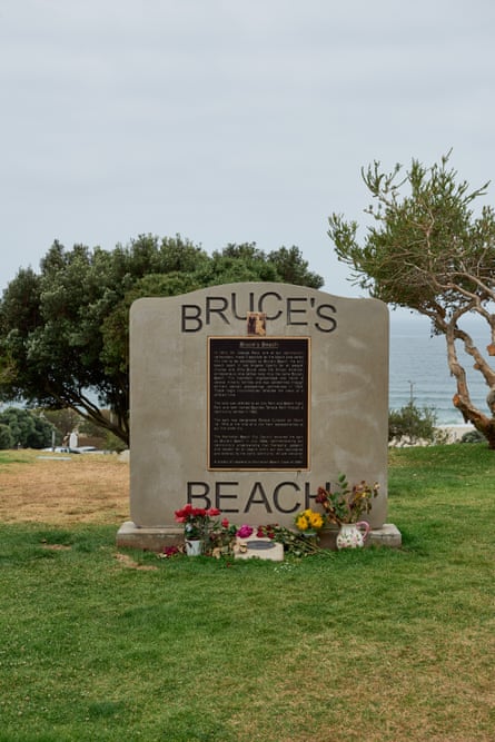 A plaque in Manhattan Beach where Charles and Willa Bruce owned a resort on the land before it was taken away by the city in 1924.