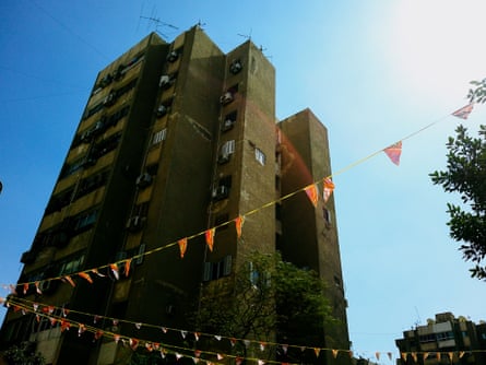 Block of flats with bunting