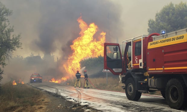 A forest fire in Aubais, southern France, 31 July, 2022.