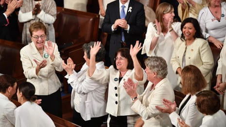 Trump surprised by response from women in white during State of the Union address – video