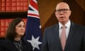 Peter Dutton and Sarah Henderson in Melbourne on Tuesday. 