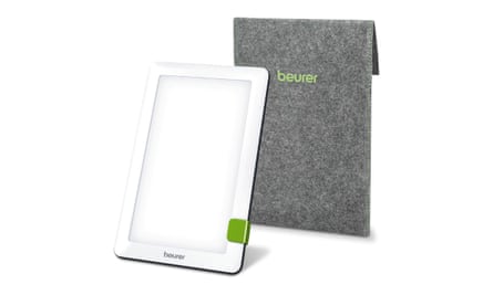 A white and grey Beurer daylight therapy Lamp
