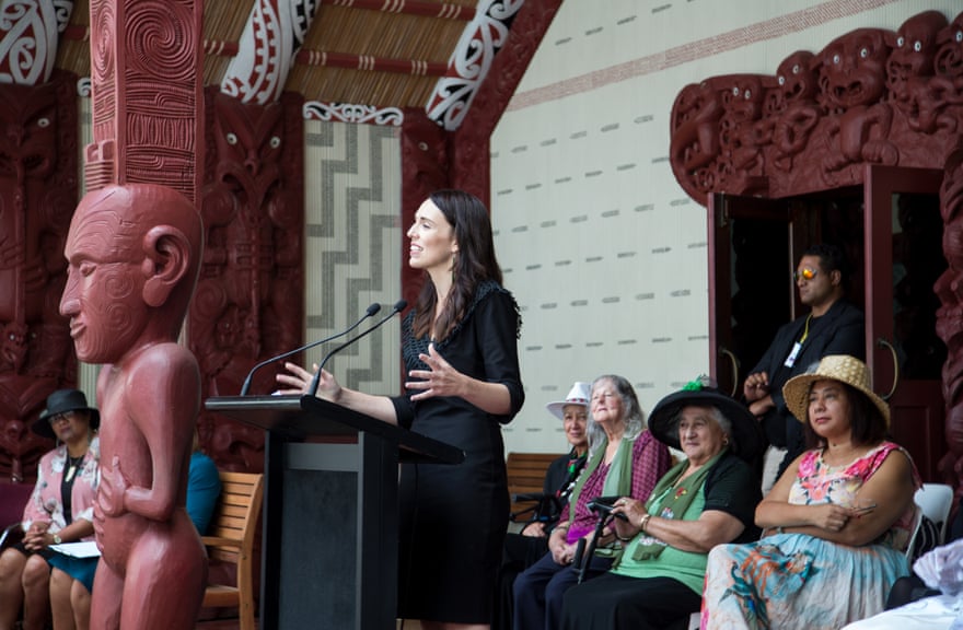 Jacinda Ardern, New Zealand Prime Minister, photographed February, 2019. Waitangi Treaty Grounds, Upper Marae, 5/02/19, Jacinda speaks at a Powhiri for Government and Parliamentarians.