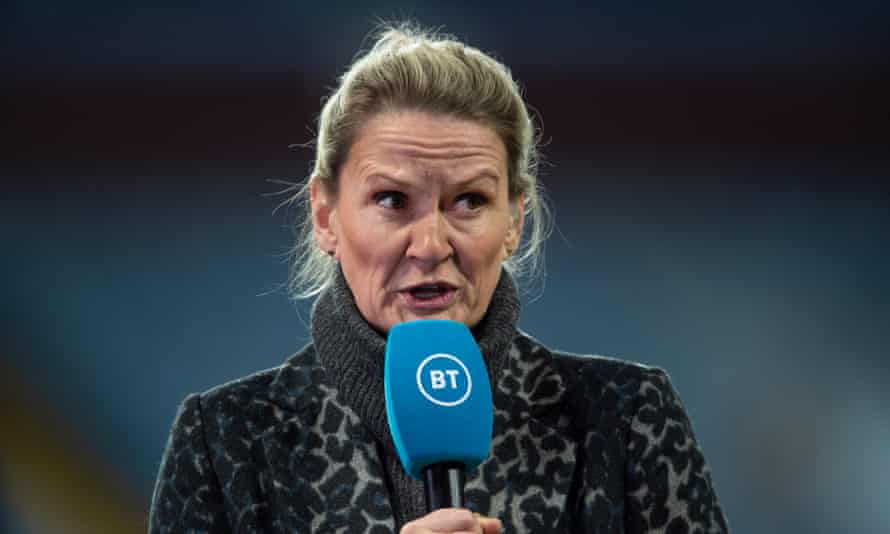 Lucy Ward working for BT Sport at Villa Park during the season.