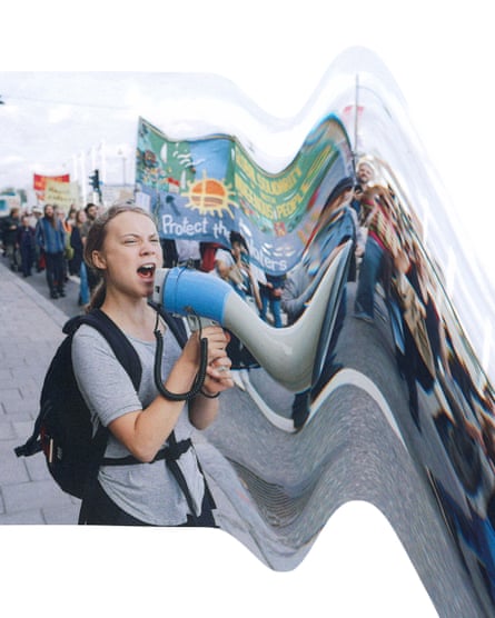 An illustration showing Greta Thunberg