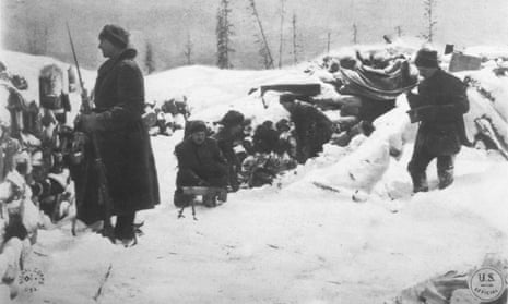 US soldiers fighting Bolsheviks during winter in northern Russia, c1919
