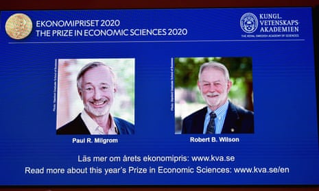 The winners of this year’s Nobel prize in economic sciences are announced at a news conference in Stockholm