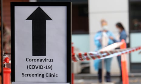 People attend a coronavirus screening clinic in Melbourne for Covid-19 testing