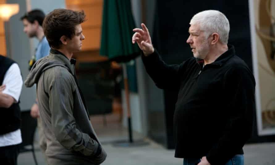 Andy Armstrong with Andrew Garfield on the set of The Amazing Spider-Man