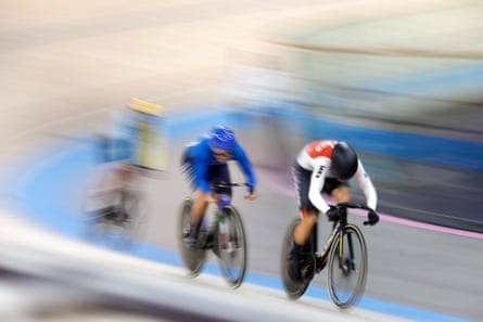 Women’s Cycling track sprint at the Velodrome Nationale in Saint-Quentin en Yvelines, west of Paris.