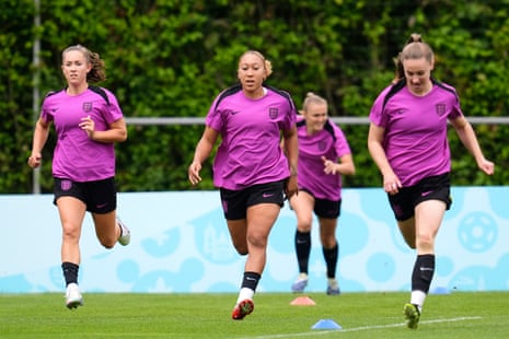 England's Lauren James (centre) during a training session yesterday