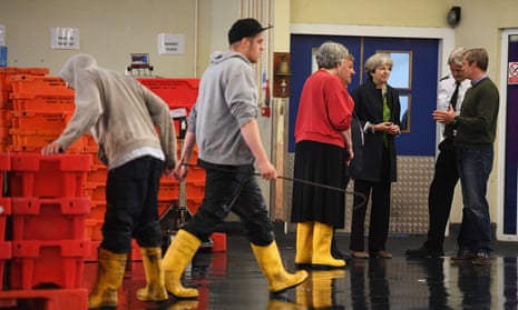 Theresa May visiting Plymouth fisheries this morning.