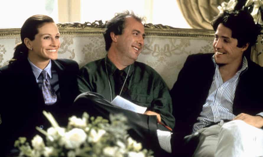 Michell on the set of Notting Hill with Julia Roberts and Hugh Grant.