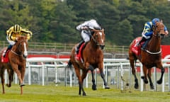 Japan (centre, Ryan Moore) beats Trueshan (right) in the Group Three Ormonde Stakes at Chester