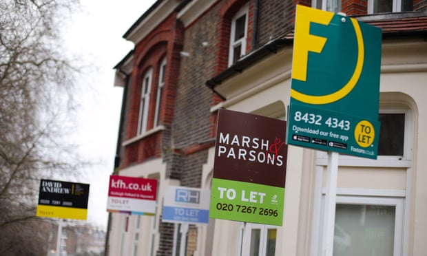 To Let estate agent signs placed outside houses