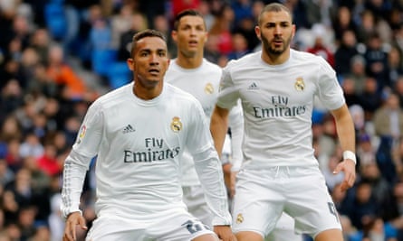 Danilo playing with Karim Benzema and Cristiano Ronaldo at Real Madrid